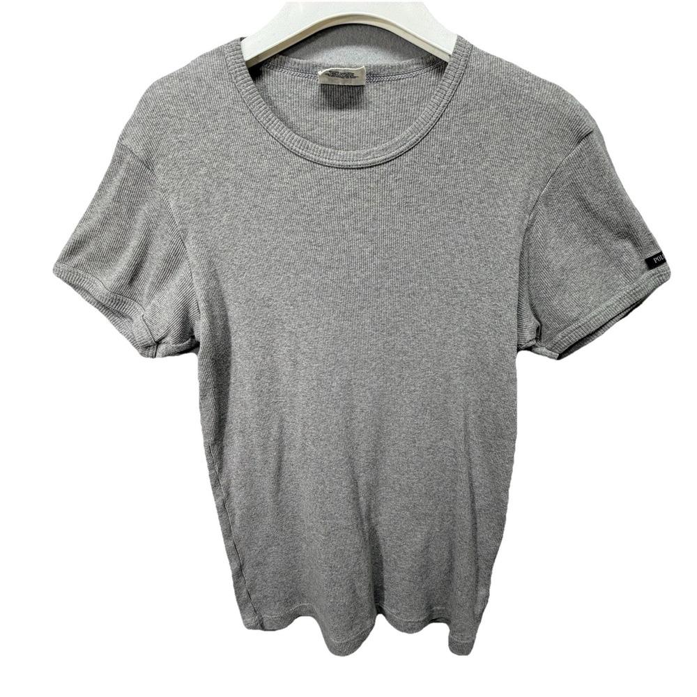 Polo Ralph Lauren Thermal T-Shirt Mens Medium Gray Waffle Knit Short Sleeve